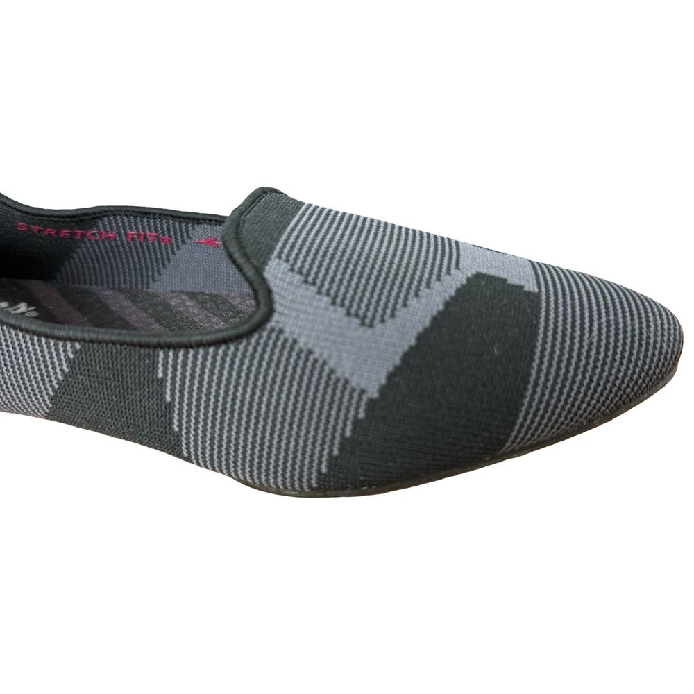 Skechers Cleo Sherlock Geo-Knit Fabric Slip On Flats Shoes Gray Black sz 7.5 - Picture 2 of 16